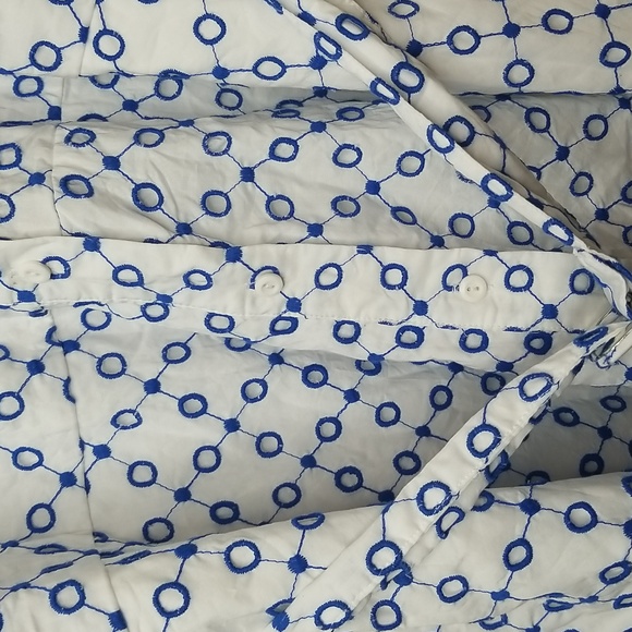 Alexis Dot Tulip Short Sleeve Blue White Embroidered Mini Dress - Picture 7 of 16